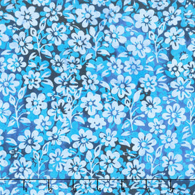 Countryside Charm Batiks - Small Flowers and Leaves Blue Storm Yardage
