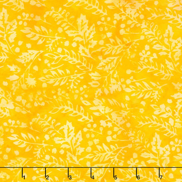 Countryside Charm Batiks - Vines Leaves and Berries Orange Daffodil Yardage