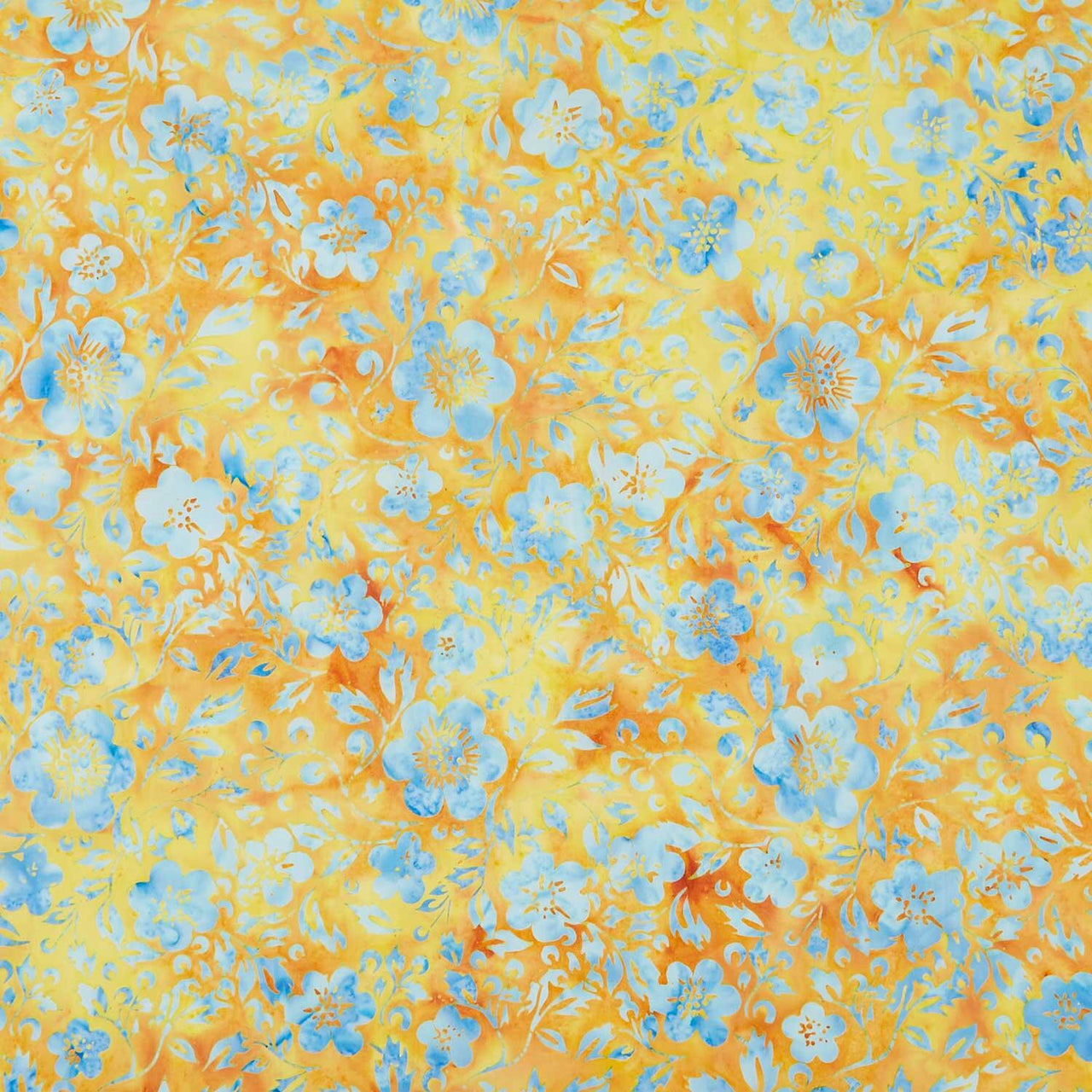 Countryside Charm Batiks - Flowers and Leaves Yellow Amber Yardage