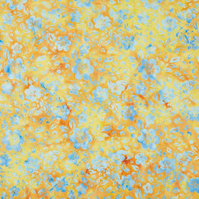 Countryside Charm Batiks - Flowers and Leaves Yellow Amber Yardage