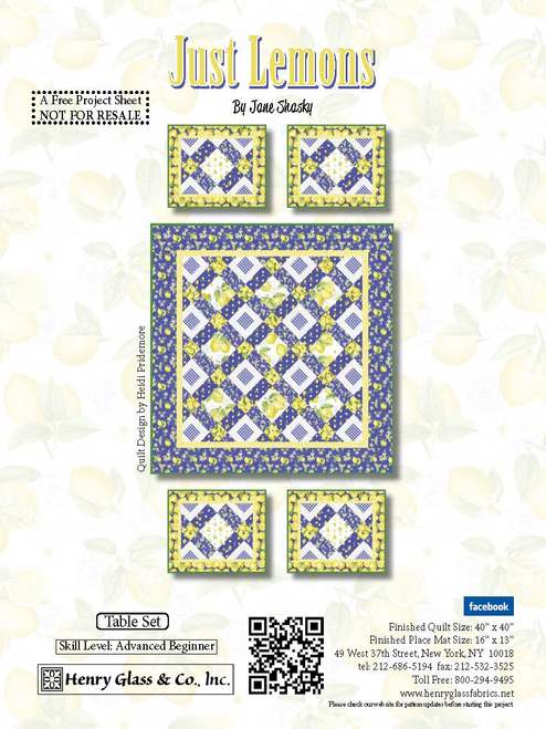 Just Lemons Table Set Free Quilt Pattern