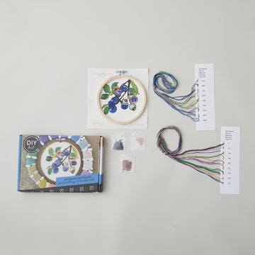 Blueberry Blossoms Embroidery and Beadwork Kit