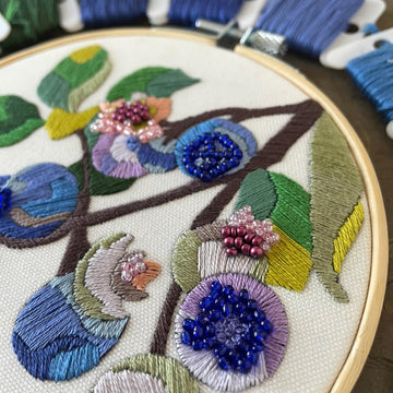 Blueberry Blossoms Embroidery and Beadwork Kit