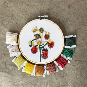 Strawberry Blossoms Embroidery and Beadwork Kit