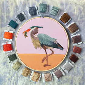 Great Blue Heron Embroidery and Beadwork Kit