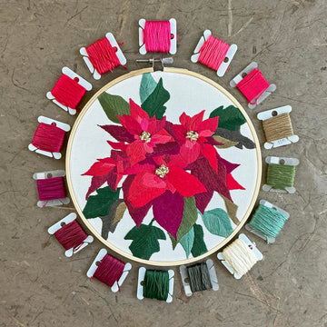 Poinsettia Embroidery and Beadwork Kit