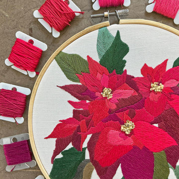 Poinsettia Embroidery and Beadwork Kit