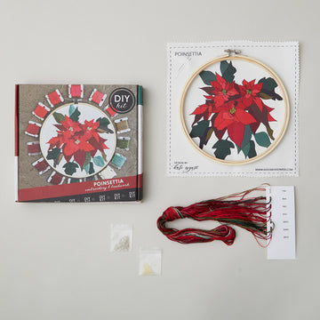 Poinsettia Embroidery and Beadwork Kit