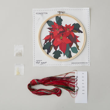 Poinsettia Embroidery and Beadwork Kit