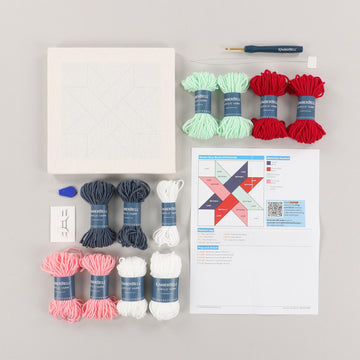Woven Star Quilt Block Punch Needle Embroidery Frame Kit