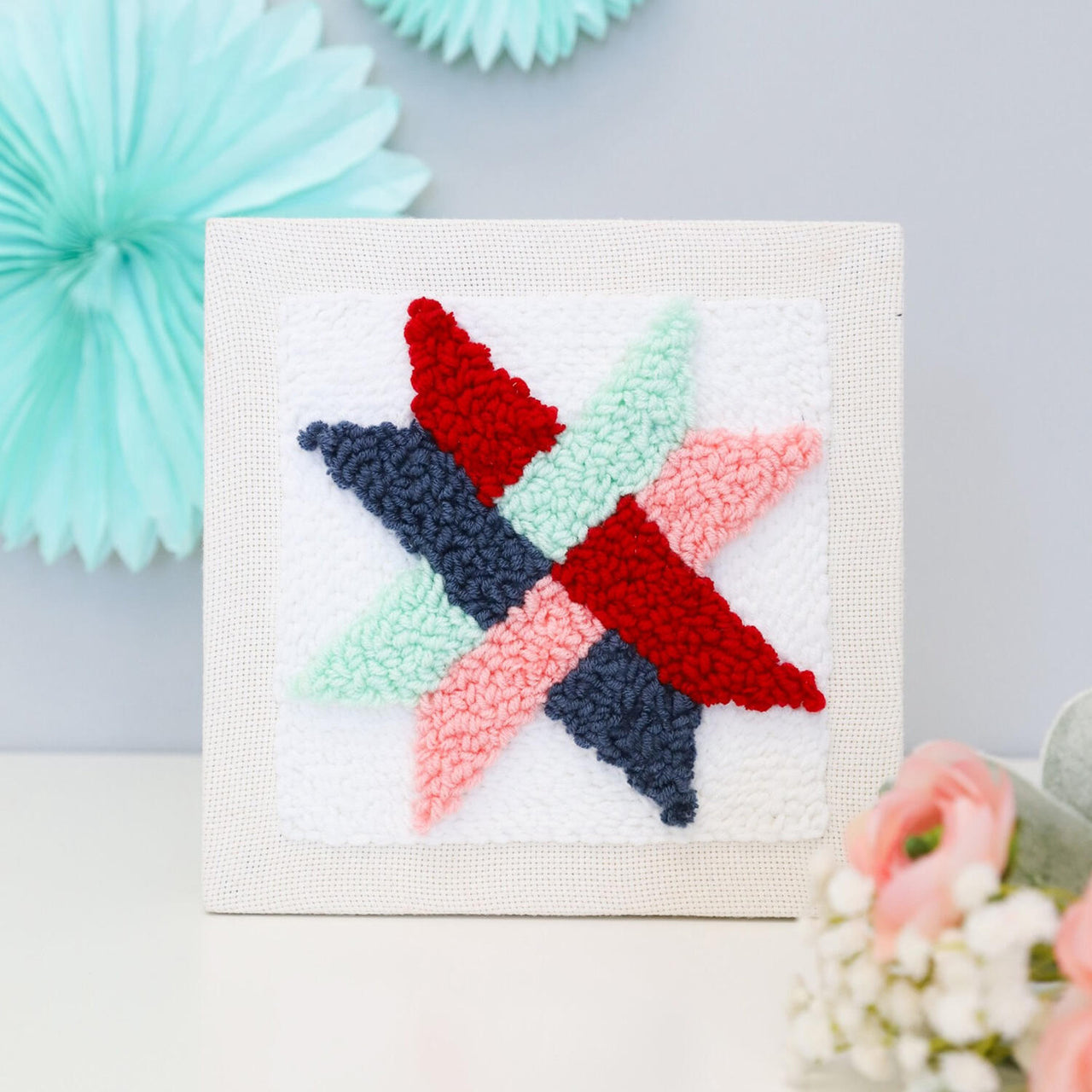 Woven Star Quilt Block Punch Needle Embroidery Frame Kit