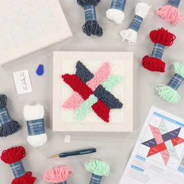 Woven Star Quilt Block Punch Needle Embroidery Frame Kit