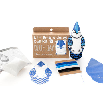 D.I.Y. Embroidered Doll Kit - Blue Jay