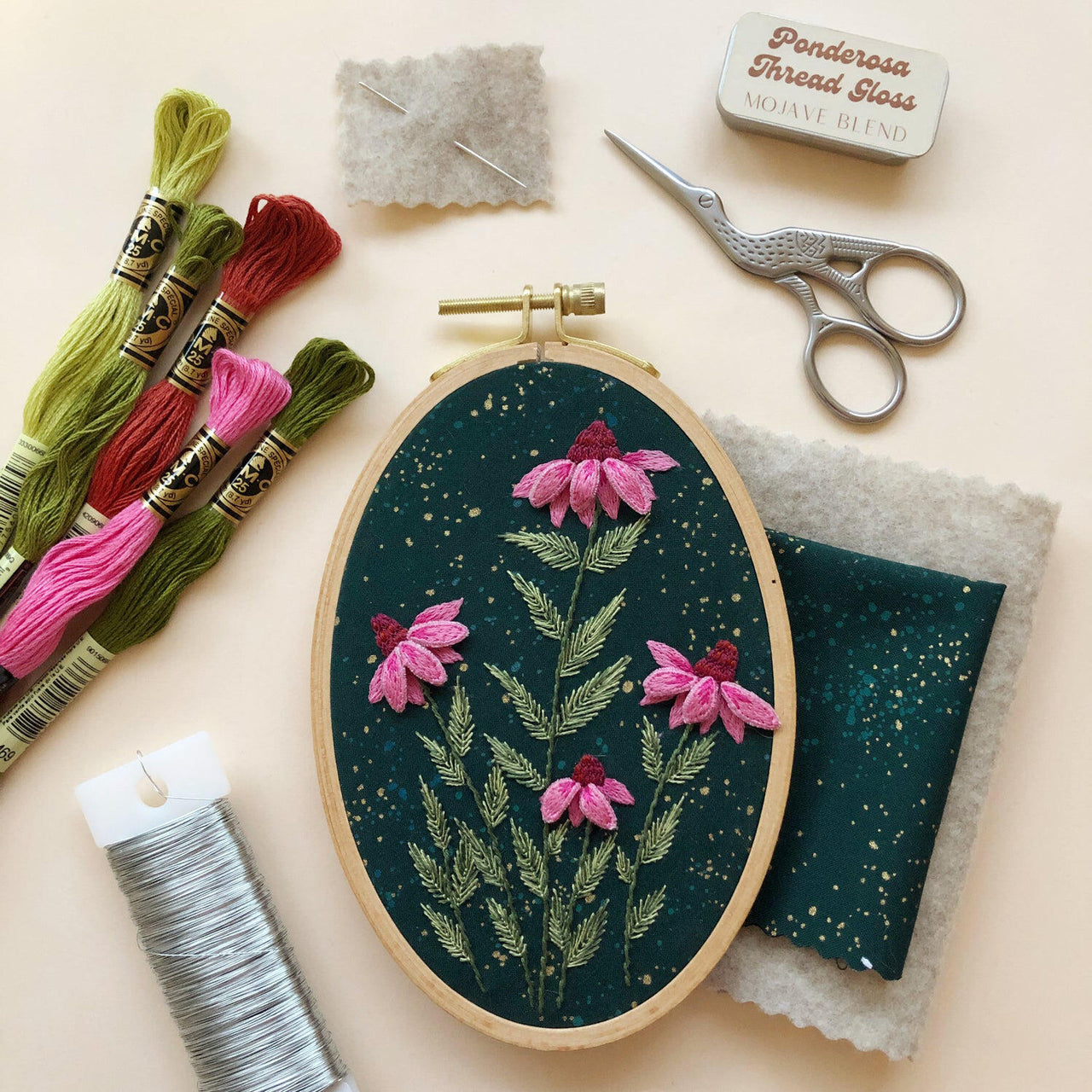 3D Coneflowers Embroidery Kit