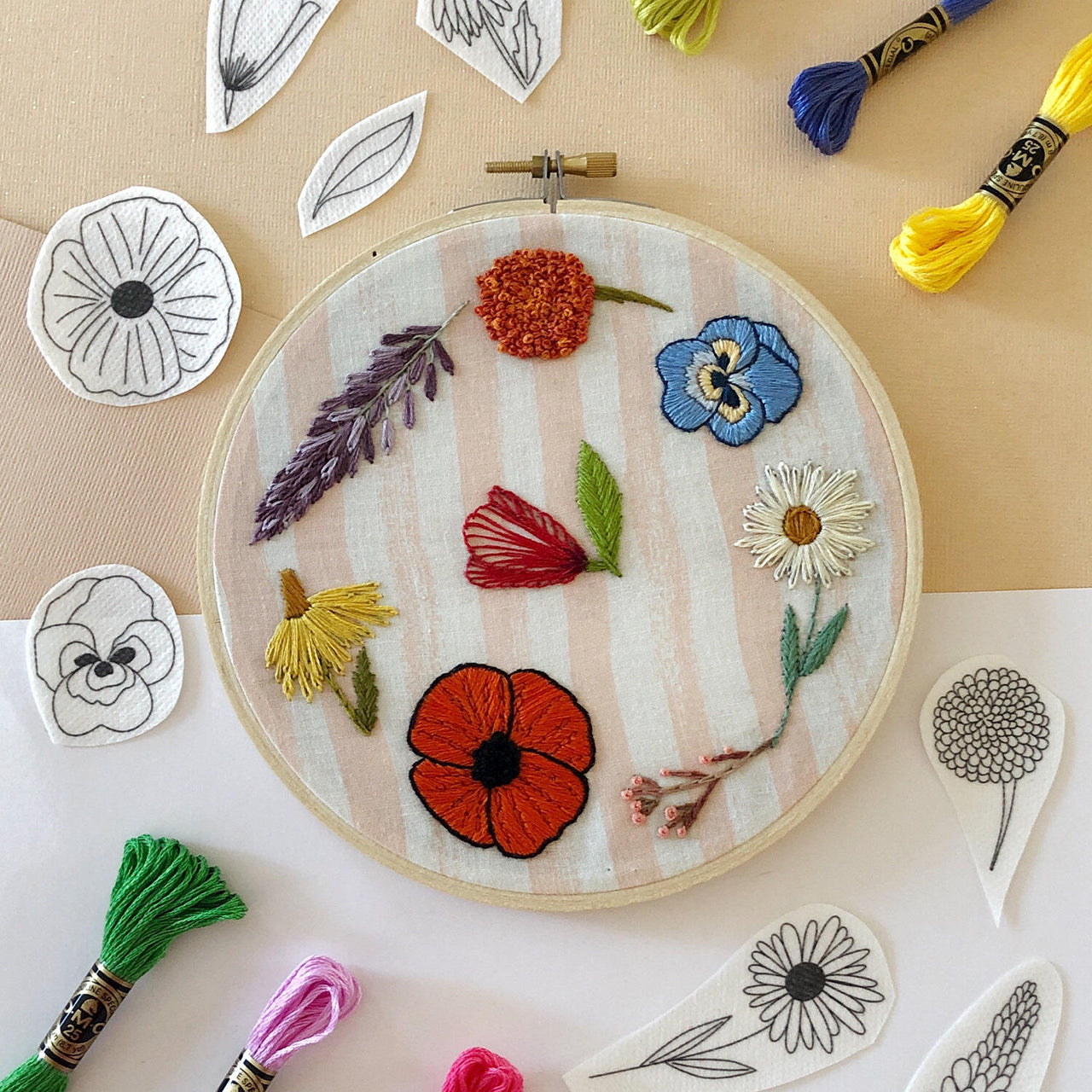 Wildflowers Stick and Stitch Embroidery Pattern