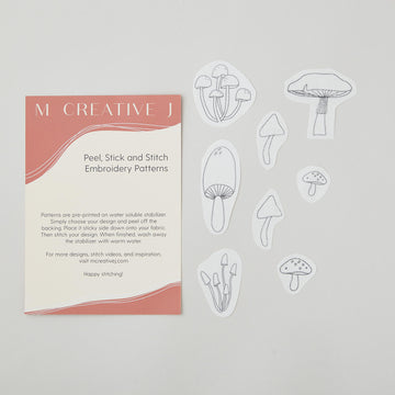 Mushroom Stick and Stitch Embroidery Pattern