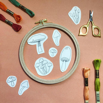 Mushroom Stick and Stitch Embroidery Pattern