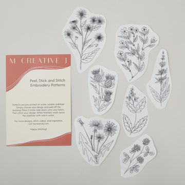 Unconventional Flowers Stick and Stitch Embroidery Pattern