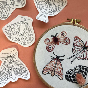Moths Stick and Stitch Embroidery Pattern