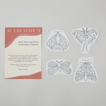 Moths Stick and Stitch Embroidery Pattern