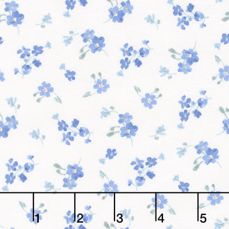Bees & Blooms - Small Floral Toss White Yardage