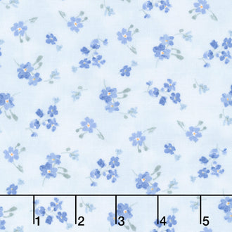 Bees & Blooms - Small Floral Toss Blue Yardage