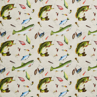 Gone Fishing - Fish and Lure Toss Cream Yardage