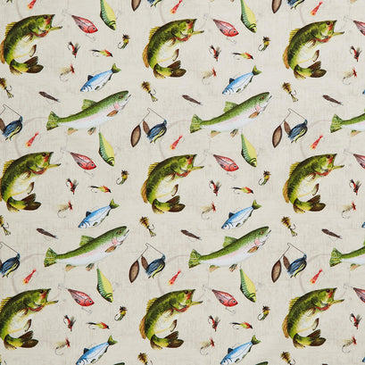 Gone Fishing - Fish and Lure Toss Cream Yardage
