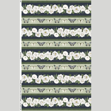 Garden Grace - Floral Repeating Stripe Multi Yardage