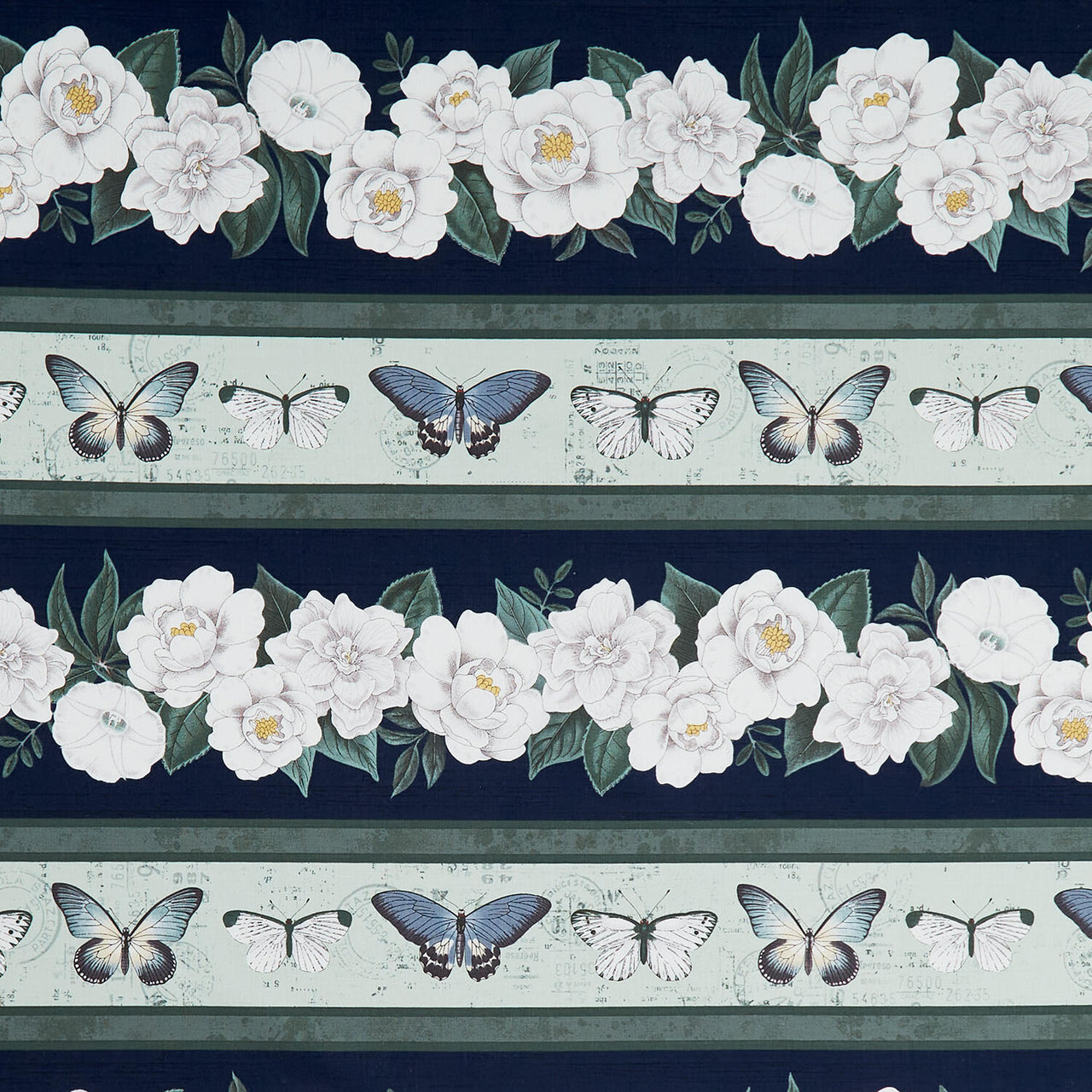 Garden Grace - Floral Repeating Stripe Multi Yardage