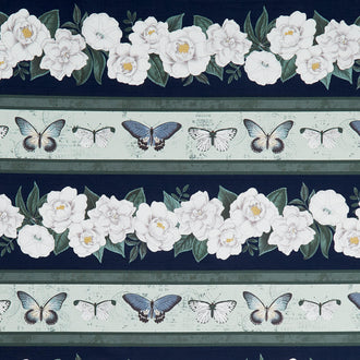 Garden Grace - Floral Repeating Stripe Multi Yardage