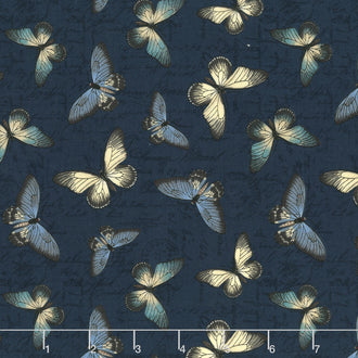 Garden Grace - Butterfly Toss Navy Yardage