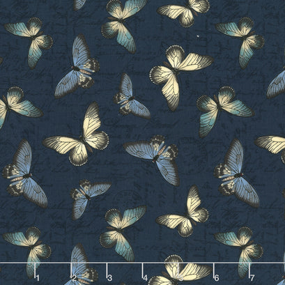 Garden Grace - Butterfly Toss Navy Yardage