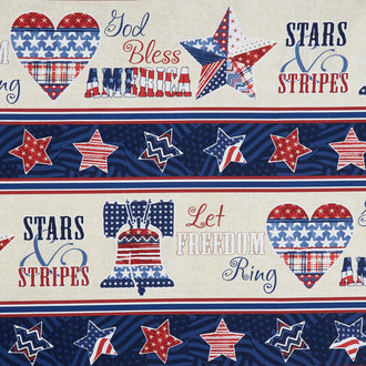 Stars Of Valor - Patriotic Repeating Stripe Multi Yardage
