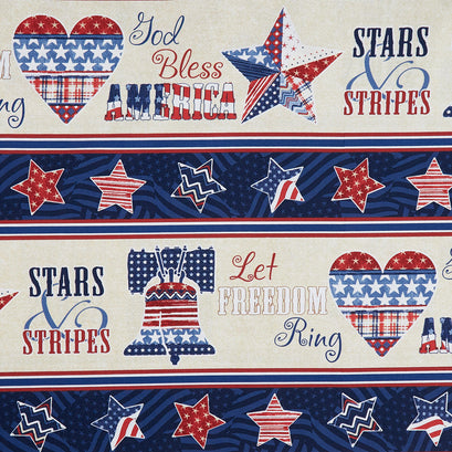 Stars Of Valor - Patriotic Repeating Stripe Multi Yardage