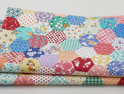 Aunt Grace Goes Scrappy - Hexagon Cheater Multi 3 Yard Cut