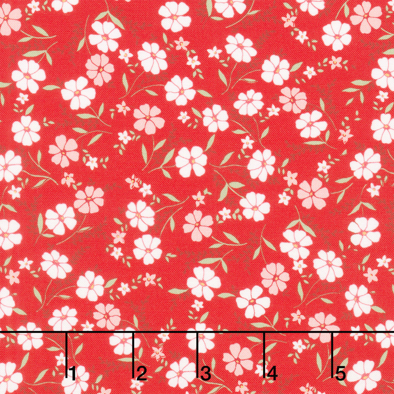 Aunt Grace Loves U - Floral Red Yardage