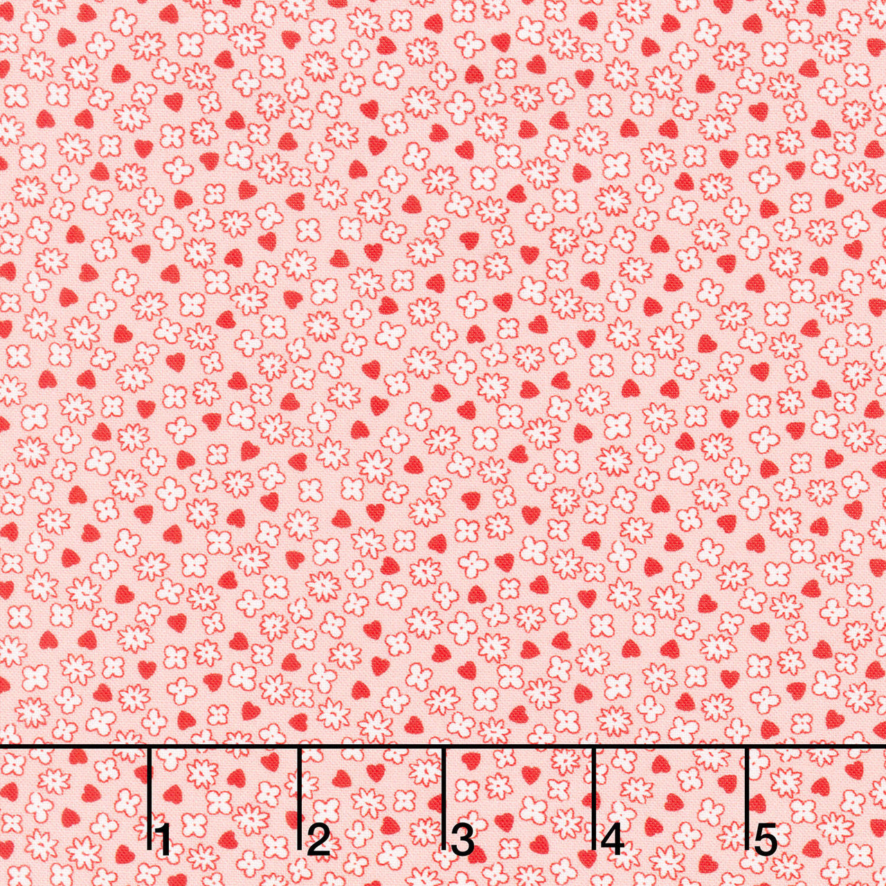 Aunt Grace Loves U - Hearts and Flowers Pink Yardage