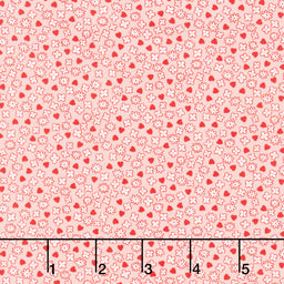 Aunt Grace Loves U - Hearts and Flowers Pink Yardage