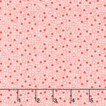 Aunt Grace Loves U - Hearts and Flowers Pink Yardage