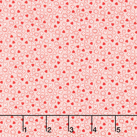 Aunt Grace Loves U - Hearts and Flowers Pink Yardage