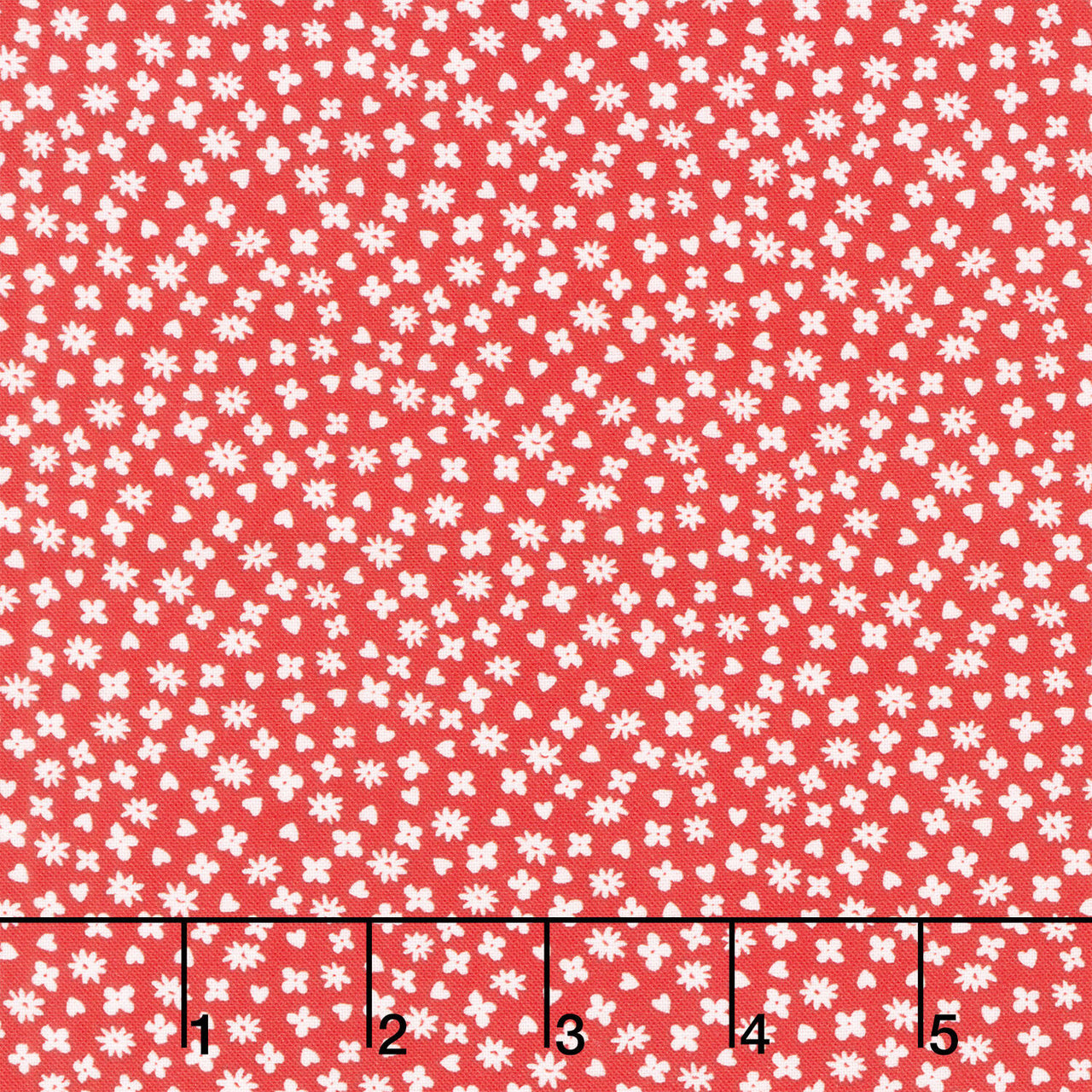 Aunt Grace Loves U - Hearts and Flowers Red Yardage