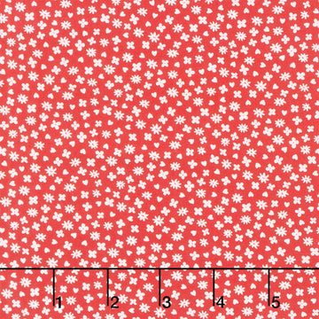 Aunt Grace Loves U - Hearts and Flowers Red Yardage