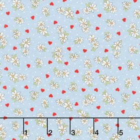 Be My Valentine - Flower Blue Yardage