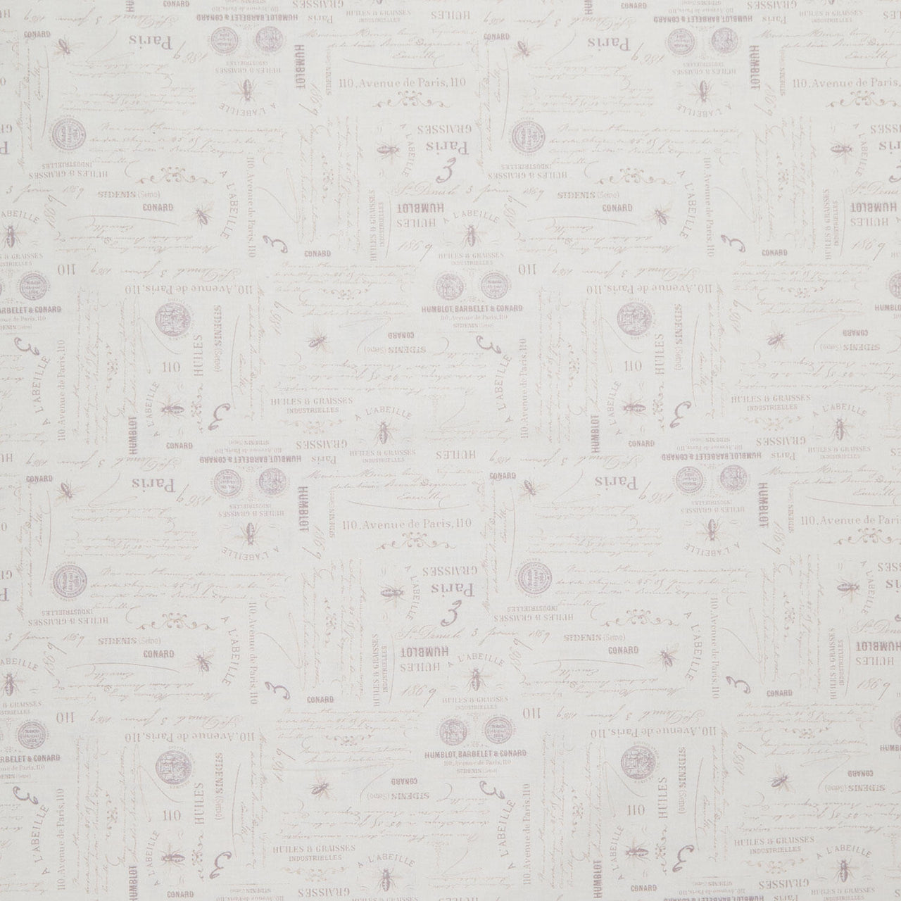 108" Premium Quilt Backs - Bee Script Cream 108" Wide Backing