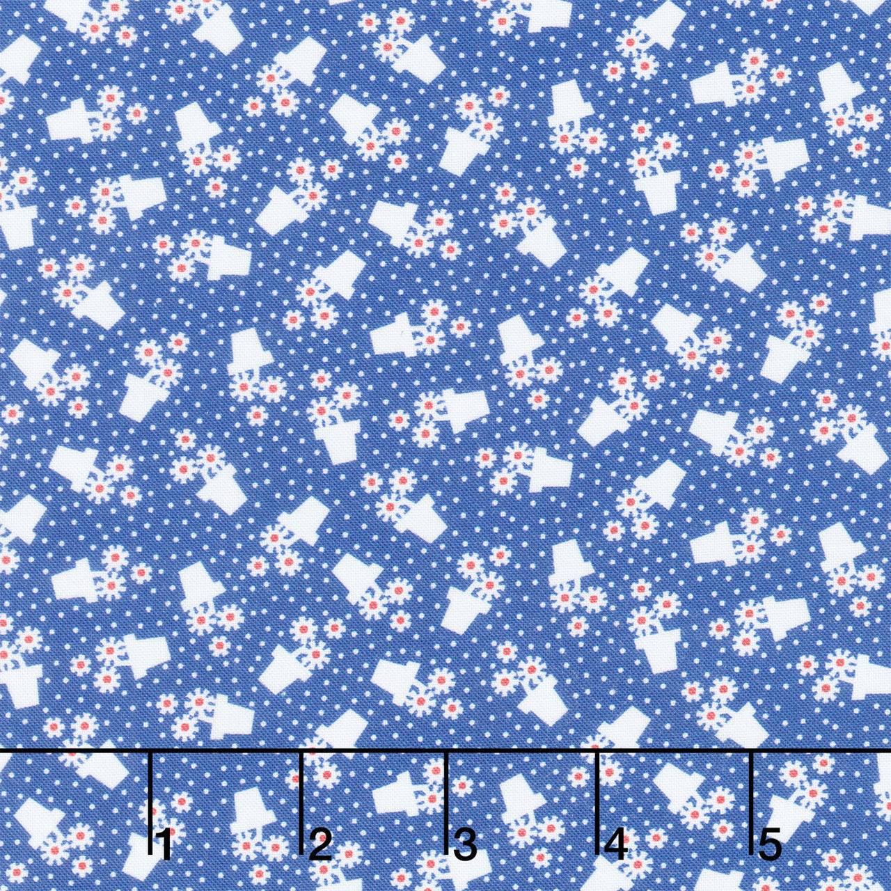 Aunt Grace Goes Bold - Flower Pots Blue Yardage