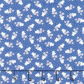 Aunt Grace Goes Bold - Flower Pots Blue Yardage