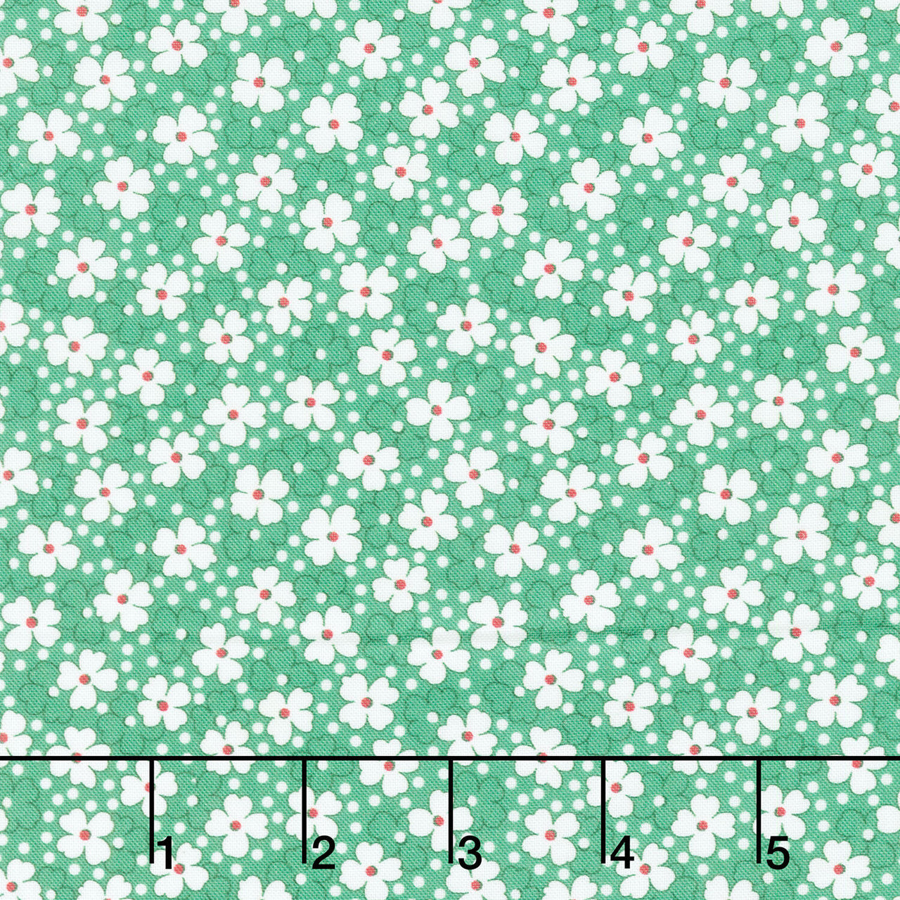 Aunt Grace Goes Bold - Small Flowers Green Yardage