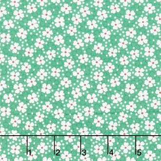Aunt Grace Goes Bold - Small Flowers Green Yardage