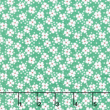 Aunt Grace Goes Bold - Small Flowers Green Yardage